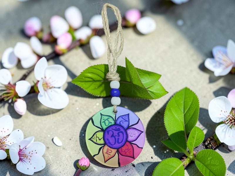 COLGANTE 7 CHAKRAS OM VIDRIO 8CM D9-006-45